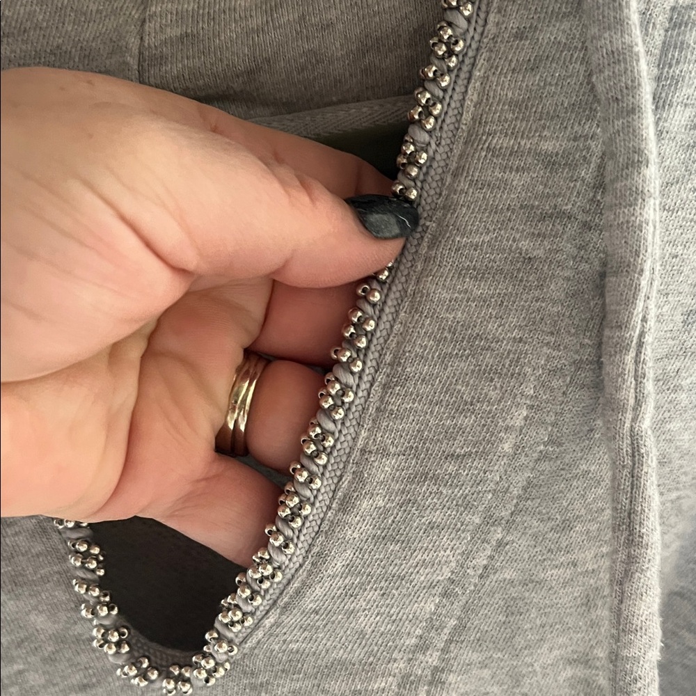 New! In package (see pics) Aerie Light Gray Cropped Beaded neckline Hoodie - Picture 4 of 4